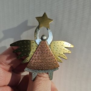 Vintage Mixed Metals Angel Holding Star Brooch